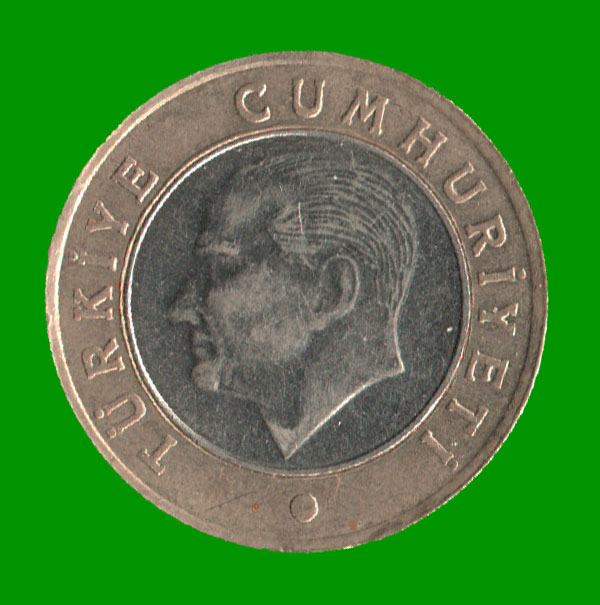 MONEDA DE TURQUIA 1 LIRA, AÑO 2010, BIMETALICA, ESTADO USADA